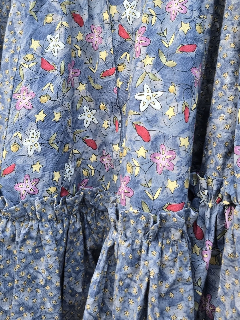 Vintage Floral Star Ruffle Mini Skirt with Matching Waist Bow